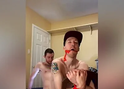 Twink Cums Handsfree Bareback Fucking