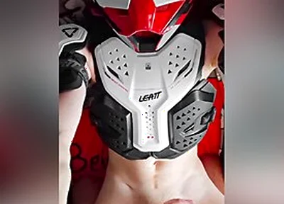 Guy In Motocross Gear And Mxhelmet Jerks Off And