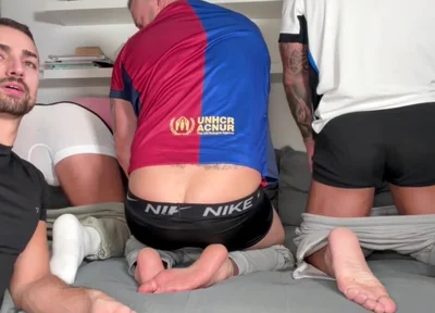 Foot Worship, Ball & Armpit Sniffing & Ass Worship with 3 Alpha Males