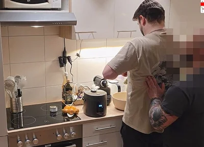 Straight Curious Guy Steven First Time Getting Fucked Bareback After Mutual Blowjob in the Kitchen