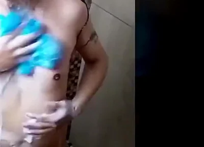 Post-workout Gym Shower: Athletic Guy Naked in Soap and Quick Tease