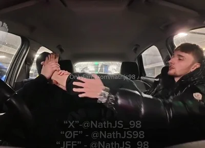 Taxi driver licking master feet