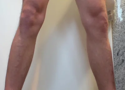 Young Cock Dripping on the Bathroom Tiles in the Morning