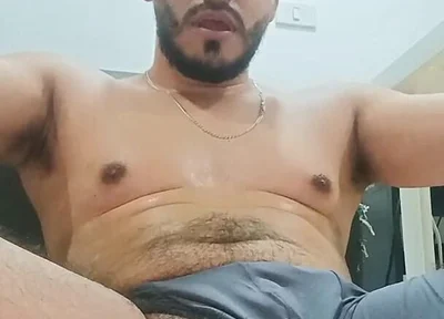 Sexy Hairy Latino Exercising at Home