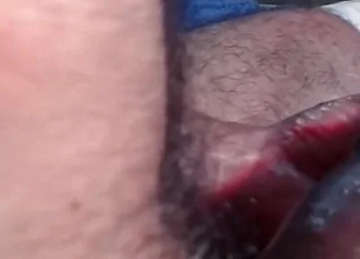 Dark-skinned Latino Man Playing with His Sex Toy and Masturbating His Thick, Uncut Cock