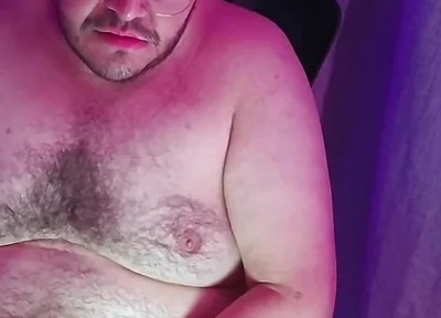 Clean Gay Bear Smoking Clouds on Desktop While Ihes Working From Home-1