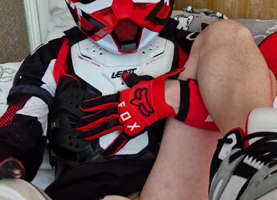 In Biker Gear, He Brought to Orgasm