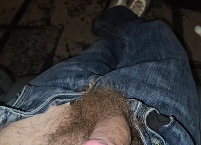 Wanking My Big Dick in Jeans, Topless, Spitting, Cumshot