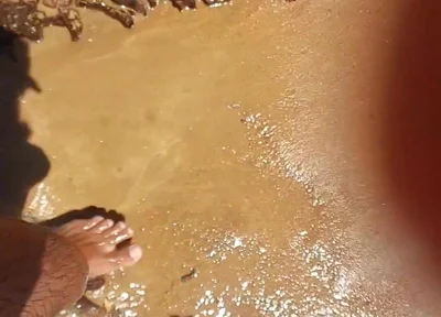 Sissy Ladysilva Walks Naked on the Beach with Her Hot Ass Tanned and Masturbating His Cock Until She Cums