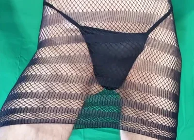 Black Fishnet Dress with and Without G-string!