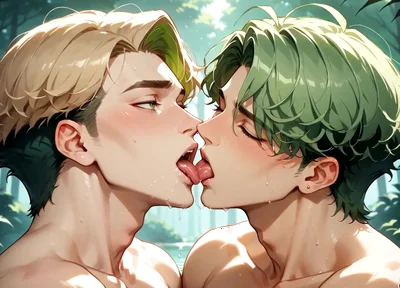 Green-haired Forest Muscles: Gay Cum Shot