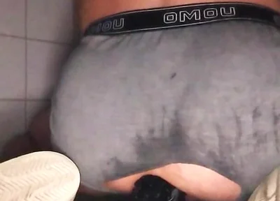 Public Toilet, Two Dildos Horny Ridden