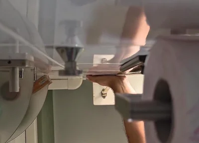 POV Muscular Bear Jerks off in the Toilet.