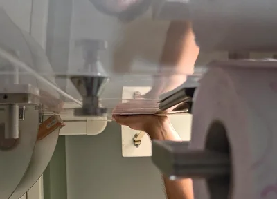 POV Muscular Bear Jerks off in the Toilet.