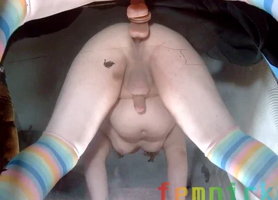 Fat Sissy Femboy Playing with His Little Toy