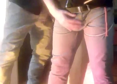 Pee Desperation: Tied up Guy Tries to Withstand While His Cock and Balls Are Played with. He Gets a Boner and Finally Wets Himself