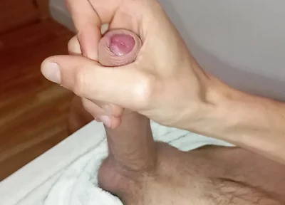 Skinny Moreno Jerks off This Beautiful Huge Fat Cock and Cums Slowly in Squirts