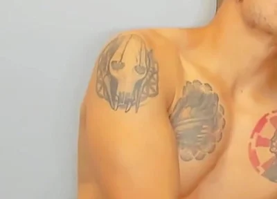 Slim Twink Masturbating with Colombian Macho's Xxl Fat Cock