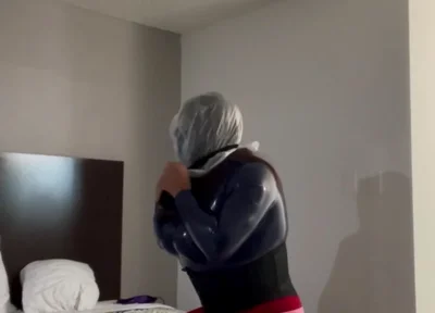 Latex Sissy Tries Breathplay for the First Time