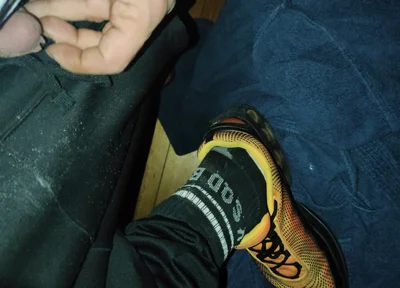 Dirtyjunkbro Doesn't Want to Go to the Toilet. Better on the Sports Shoes