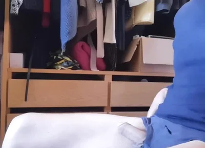 Jerking off Sitting on a Chair in a Dressing Room