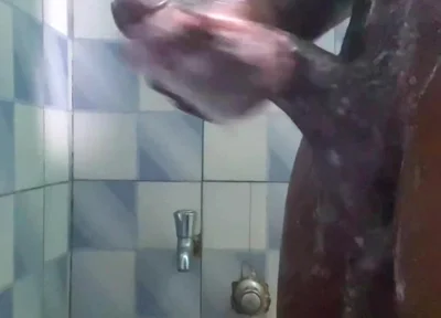 20y BBC Nasty Jerking off in His Shower Cleaning up His Cock