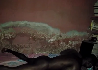 The Dark View of African Black Guy's Masturbation