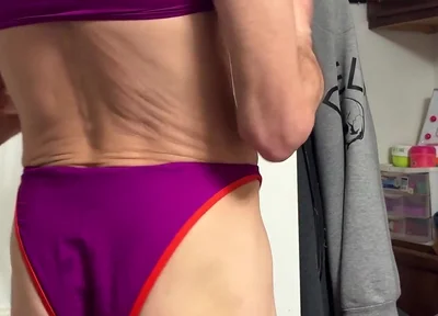 Crossdresser Cdmichelle Wearing Pink Bikini Got From Thrif Store