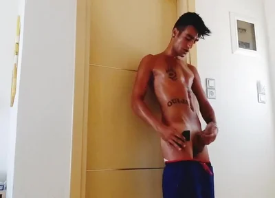 Roommate Is Showering Meanwhile I Cum in His Used Sock - Oily Body