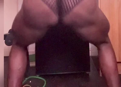 Fishnet Gear Squat & Wank Session