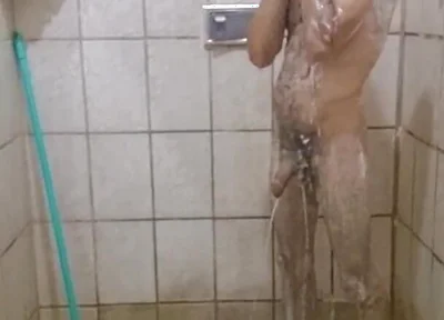 Me Taking a Shower with a Hard-on and Jerking off Until I Cum