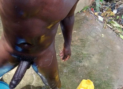 Outdoor Shower with My Heavy Big Black Dick