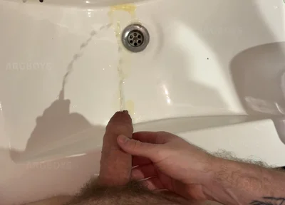 Accidental Golden Shower on My Hand While Pissing in Sink & Cumshots