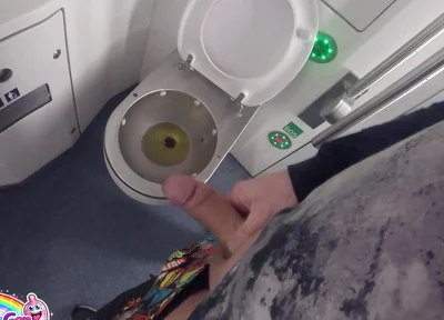 I Peed in the Toilet on the Moving Train and Then Jerked off My Thick Cock in Sexy Underwear. I Was About to Come