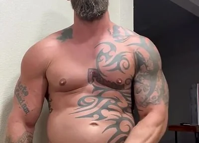 Tattooed Viking Flexes While Stroking for You