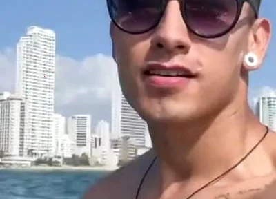 Tourist Exhibits Himself in a Jet Ski in the Sea on the Beaches of Cartagena