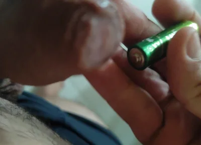 Inserting Electric Batteries Inside the Wet Dick