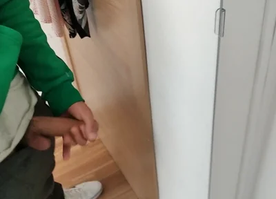 Masturb His Huge and Juicy Cock in Front of the Mirror