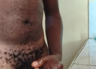 Solo Boyfriend Jerking His Hard Dick Early in the Morning and Released Load of Cum on the Kitchen Worktop