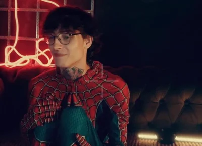 Spider Man Costume. Bottom Boy a Pose. Ass Hole