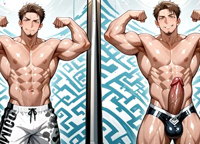 Ai Sexy Oiled Muscle Men