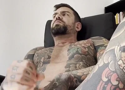 Tattooed Spanish Shows Ass and Jerks off