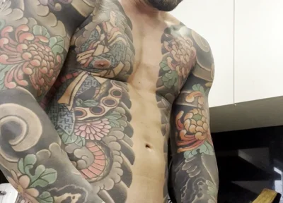 In the Kitchen of Handsome Muscular