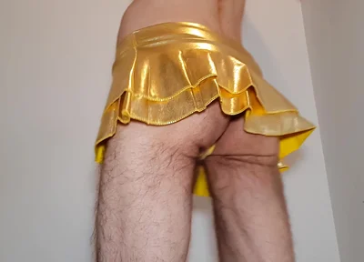 Golden Miniskirt -couldn't Wait- Try on