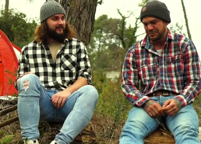 Two Friends Jerkoff in the Forest