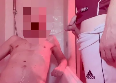 Twink Gets Hard When Pissed on by His Football Friend