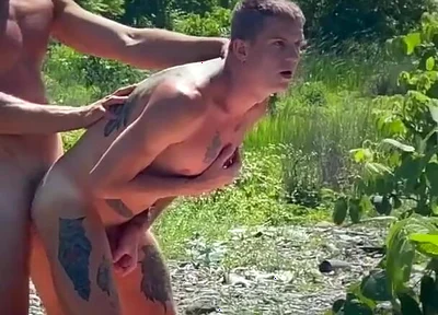 Two Guys Have Sex on the City Beach - He Sucked the Whole Dick and Got a Tasty Cum in His Mouth