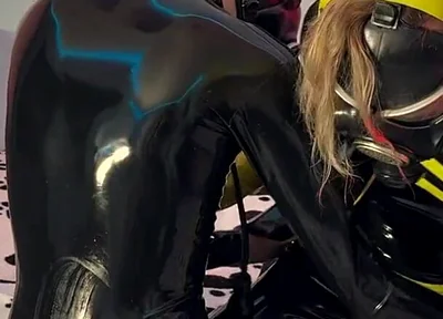Two Latex Puppies: Shiny Suits, Intimate Touch & Passionate Switch Play