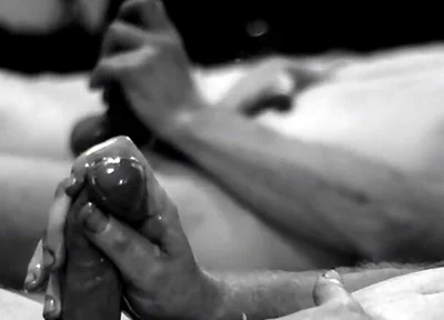 Masturbating and Cumming with Mirror Reflection in Black and White