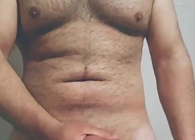 Hairy Big Man Playing with His Dick